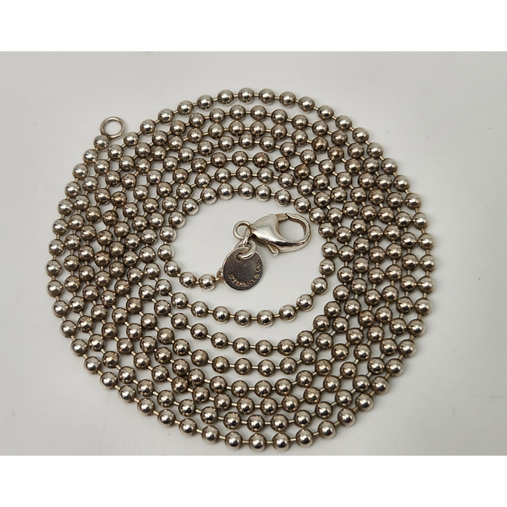 Tiffany & Co. 36" Sterling Silver 2.4mm Bead Ball Chain Necklace 16.58 Grams